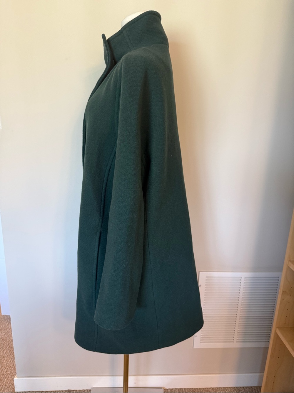 J. Crew Italian Stadium Cloth Wool Coat Forest Green Funnel Neck 18 Nello Gori - Picture 3 of 15